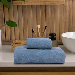Homecloud Ultra Soft 1 Bath + 1 Face Towel 700 Gsm | 3x Softer Than Cotton Towels Highly Absorbent & Ultra Fast Dry Towel | Set Of 2 (Blue)