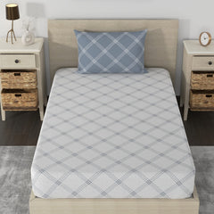 Single Bedsheet Cotton With 1 Pillow Cover - 55 X 88 Inches, White & Grey | Lightweight, Soft & Breathable - Perfect For Gifting On Weddings Bedsheet