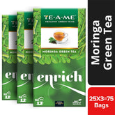 TE-A-ME Moringa Enrich Green Tea - Pack Of 3 X 25 Tea Bags | Promotes Glowing Skin - Enriched With Turmeric, Ginger, Triphala & Amla