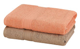 Fresh From Loom Luxury Edition Egyptian 100% Pure Cotton Bath Towel 1200 Gsm | High Water Heavy Soft Dual Stitched Bath Towel (Salmon & British Tan) - 2 Pcs