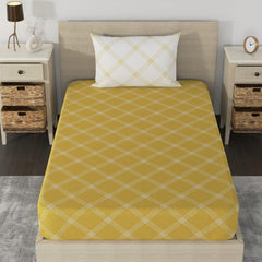 Single Bedsheet Cotton With 1 Pillow Cover - 55 X 88 Inches, Yellow & White | Lightweight, Soft & Breathable - Perfect For Gifting On Weddings Bedsheet