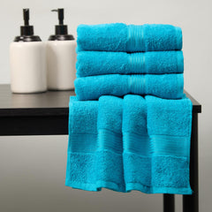 Kopa By Bianca Hand & Gym Towel 800 Gsm | 100% Cotton Soft Terry D'Ross Collection (Turquoise Blue)- 4 Piece
