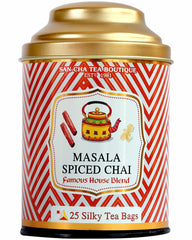 San-Cha Tea Boutique Masala Spiced Chai - 100gm, 3.5 Ounce, 25 Silky Pyramid Tea Bags | Original Masala Blend With Ginger, Cardamom & Cinnamon - Premium Assam Tea Blend | Medium Caffeine Loose Leaves