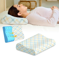 Cervical Pillow, Ventilated Cooling Gel Memory Foam Pillow, Mustard & Grey - Medium Size | Orthopedic Pillow Neck Support Pillow For Sleeping, Neck & Shoulder Pain, Long Lasting - Pack Of 1