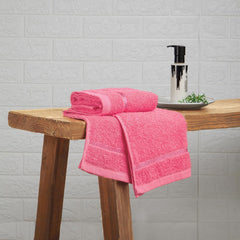 Welspun 100% Cotton Easy Care Hand Towel 400 Gsm | Quick Dry Ultra Soft Hand Towel (Coral) - Pack Of 2