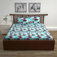 Queen Size Double Bedsheet With 2 Pillow Covers - 87 X 100 Inches, Multicolor | 144 Thread Count Pure Cotton Bedsheet - Light Weight, Soft, Skin Friendly | Perfect For Gifting