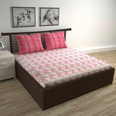 100% Pure Cotton Double Bedsheet For Queen With 2 Pillow Covers - 87 X 100 Inches, Red & Grey | Soft & Durable For Everyday Use & Bedroom - All Season Comfort