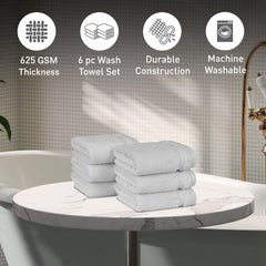 Mytrident Finesse 100% Cotton Face Towels 1200 Gsm (Grey) -6 Piece