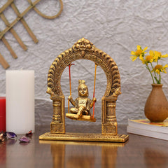 Laddu Gopal Idol, Golden, Religious, Metal Statue, God Idol, All Festival & Occasion, Handmade, Beautiful Statue Of Baby Krishna Murti
