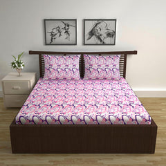 Cotton Double Bedsheet With 2 Pillow Covers - 87 X 100 Inches, Purple & Pink | Smooth & Comfortable For Daily Use - All Weather Coziness & Bedroom Style