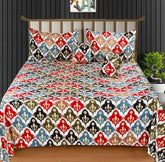 Bedding Set With 1 Pc Bedsheet, 2 Pc Cushion With Zip, 2 Pc Pillow Covers | 90 X 100 Inches, Multicolor | Traditional Jaipuri Prints - Soft, Breathable & Lightweight For All-Season Comfort