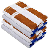 Kuber Industries Cotton Lining Design Soft Cotton Bath Towel 1600 Gsm - Brown & Blue (Pack Of 4)