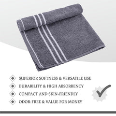 Home + Studio Super Soft 100% Cotton Hand Towels 150 Gsm | For Gym & Workout, Absorbent, Quick Dry Towel (Grey)