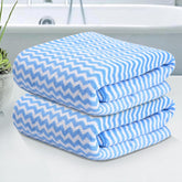 Kuber Industries Microfiber Bath Towel 700 Gsm | Large Size Soft Quick Dry & Absorbent Shower Bath Towel (Zig Zag - Blue)- Pack Of 2