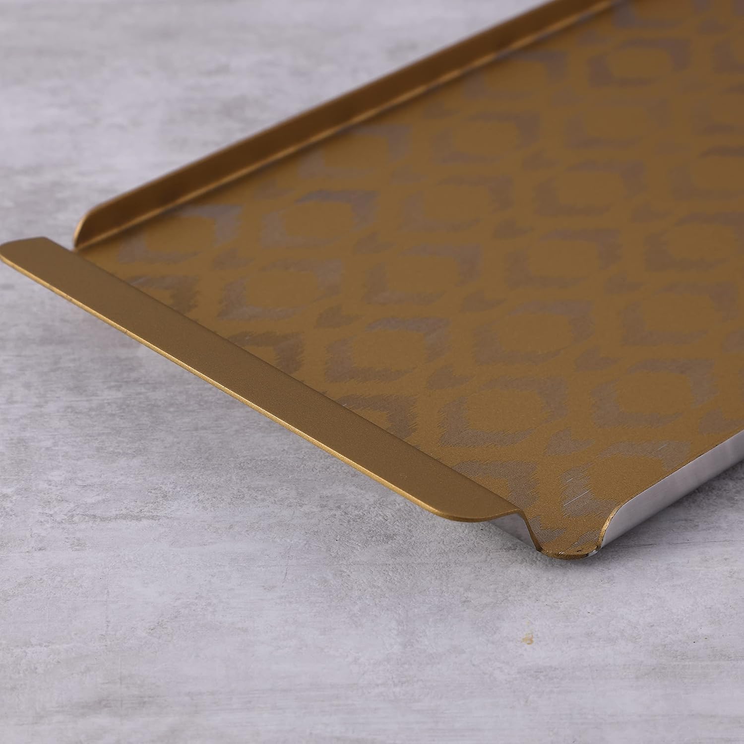 Designer Stainless Steel Tray, Gold - Ikat Series, Large | Multipurpose Serving Platter - Premium Serve Ware, Dinnerware & Tableware Designer Stainless Steel Tray, Gold - Ikat Series, Large | Multipurpose Serving Platter - Premium Serve Ware, Dinnerware & Tableware