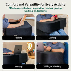 Wedge Pillow & Lap Desk Combo, For Laptops, Arm Rest & Reading Pillow - Black | Study & Reading - Adjustable Wedge Pillow, Headrest For Back Support & Lap Desk Pillow - Gaming Pillow