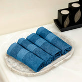 Akiko Home 100% Bamboo Face Towel 500 Gsm | Quick Dry, Super Soft, Anti Bacteria, Fast Absorbent, Eco Friendly, Hypoallergenic, Odor Resistant Face Towel | Pack Of 4 (Navy Blue)