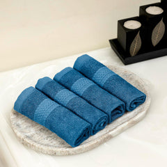 Akiko Home 100% Bamboo Face Towel 500 Gsm | Quick Dry, Super Soft, Anti Bacteria, Fast Absorbent, Eco Friendly, Hypoallergenic, Odor Resistant Face Towel | Pack Of 4 (Navy Blue)