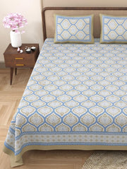 King Size Bedsheet With 2 Pillow Cover - 90 X 108 Inches, Brown & Blue | Light Weight & Easy To Wash At Home | Resistant For An All-Season Use