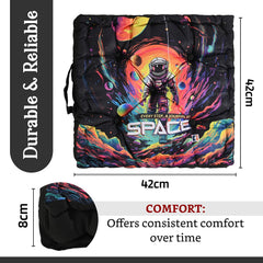 Cotton Chair Cushions Pillow For Sitting, For Back Rest, Journey To Space - Black | Chair Pad For Office Work & Posture Support | Furniture Cushion, Lightweight & Portable - Pack Of 2