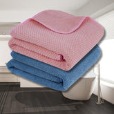 Fezora Microfiber Contler Bath Towels 700 Gsm | Large Size Bath Towel Soft & Absorbent Bath Towel For Men & Women (Light Pink & Dark Blue)- Pack Of 2