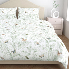 King Size Pure Cotton Bedsheet With 2 Pillow Covers | 108 X 108 Inches, Green & White | Perfect For Gifting On Weddings, Housewarmings, Or Anniversaries