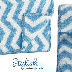 Kuber Industries Super Absorbent & Reusable Microfibre Face Towel 900 Gsm (Zig Zag Blue) - Pack Of 6