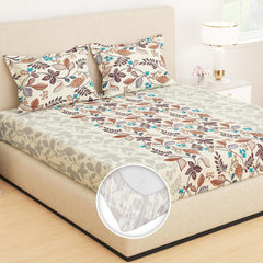 Fitted Bedsheets King Size With 2 Pillow Cover - 72 X 78 Inches, Beige | All Around Elastic Bedsheet - Crafted From Soft, Breathable Fabric