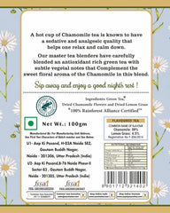 San-Cha Chamomile Green Tea - 100gm, 3.5 Ounce | Calming & Relaxing Detox Tea - Environment Friendly & Made In Corn Fiber | Low Caffeine