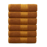 Zibell Luxurious Design Hand Towels With Exceptional Durability Absorbent Shower Towels 1200 Gsm (Golden Brown) - Set Of 6