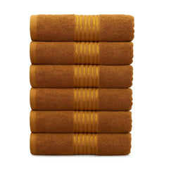 Zibell Luxurious Design Hand Towels With Exceptional Durability Absorbent Shower Towels 1200 Gsm (Golden Brown) - Set Of 6