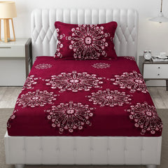 Microfiber Single Bedsheet Set With 1 Pillow Covers (60 X 90 Inches) Wine | Durable & Long-Lasting | 144 Thread Count | Wrinkle Free