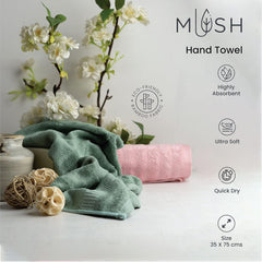 Mush 100% Bamboo Hand Towel 1200 Gsm | Ultra Soft, Absorbent, Quick Dry Towels For Facewash, Gym, Pool, Sports, & Travel - Multicolor (Pack Of 6)