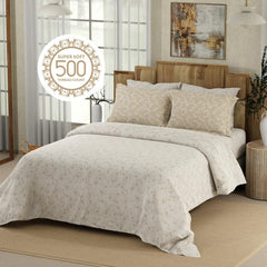 Cotton King Size Bedsheet With 4 Pillow Covers - Size 107 X 107 Inches, Beige | Light Weight & Breathable, Bedsheets Safe & Comfortable For Every Season
