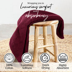 Himeya 100% Cotton Bath Towel 1400 Gsm | Bath Towel For Men & Women - Wine Red (3 Piece)
