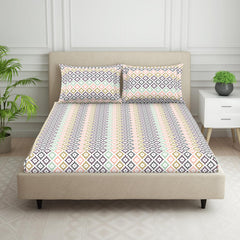 King Size Double Bedsheet 2 Matching Pillow Cover - 108 X 108 Inches, Multicolor | Durable & Long Lasting Wrinkle Resistant Fabric - All Season Comfort