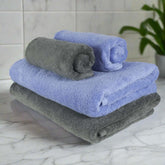 Heelium Bamboo Towel 2 Bath & 2 Hand Towel 1400 Gsm | Soft, High Absorbency & Antibacterial Towels (Iris, Grey) - Pack Of 4