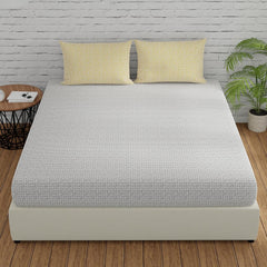 Bedsheets For King Size Bed Cotton With 2 Pillow Covers - 72 X 78 Inches, Grey & Yellow | All Around Elastic Fitted | Long Lasting & Soft To Touch