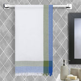 Ecosense Premium Large Cotton Non-Terry Bath Towels 300 Gsm | Soft Absorbent & Comfortable Bath Towels Large Size | Quick Dry Gym, Travel - Blue/Green Waffle (Pack Of 1)