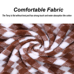 HomeCloud Microfiber Soft & Fuffy Bath & Face Towel 400 Gsm With Hanging Loop | 3x Softer Than Cotton Towels | Highly Absorbent Set Of 2 (Checks Brown)