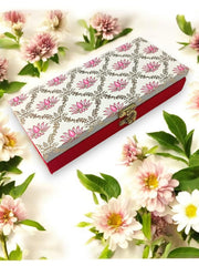 Premium Decorative Designer Mdf Gifting Cash Box For Wedding Shagun Cash Jewellery Money Envelope Geometric Acrylic Design, Lotus Flower, Colour - Pink