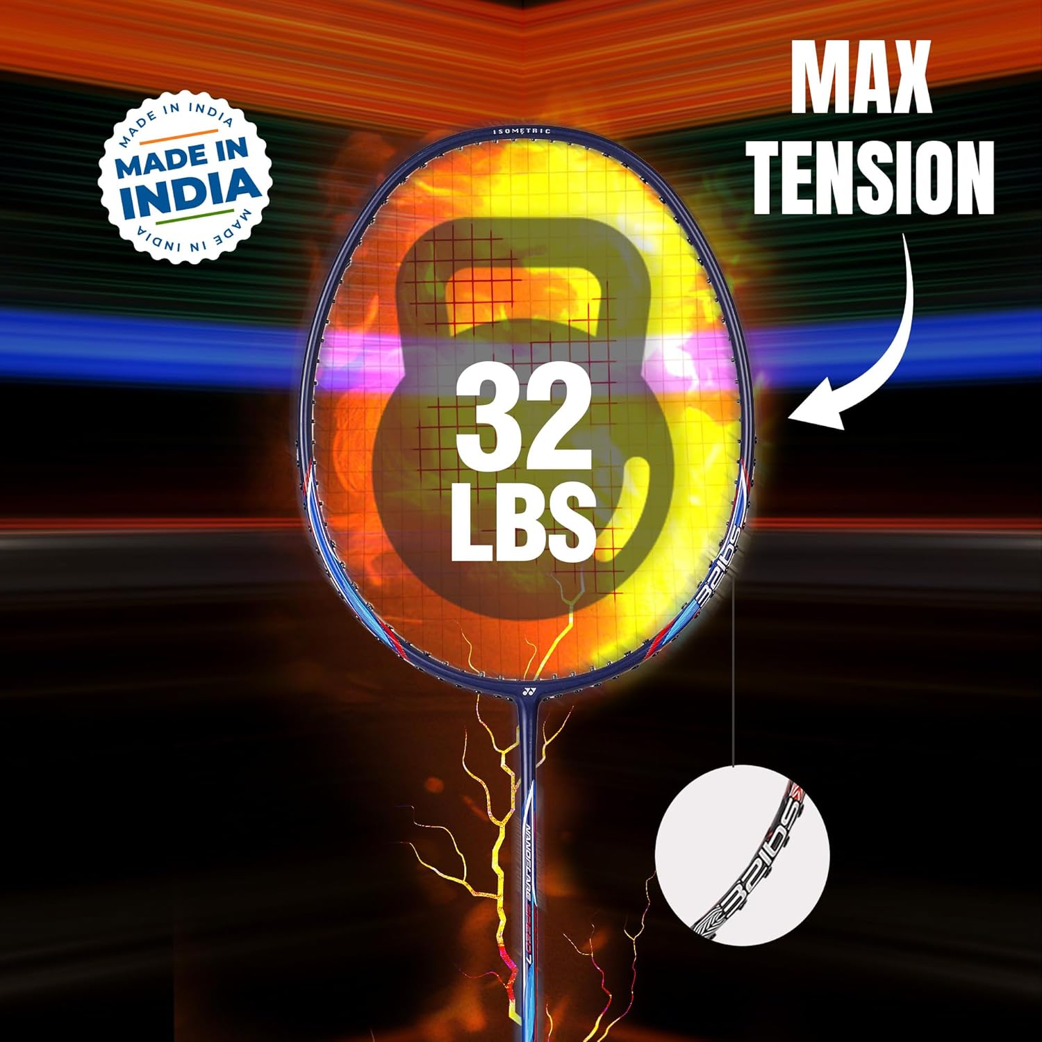 Yonex Badminton Racquet NANOFLARE SPEED 7, G4 4U, Grip Size - 3 3/4 Inches, Colour - Blue, Material - Graphite Yonex Badminton Racquet NANOFLARE SPEED 7, G4 4U, Grip Size - 3 3/4 Inches, Colour - Blue, Material - Graphite