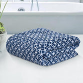 Kuber Industries Microfiber Bath Towel 350 Gsm | Large Size Soft Quick Dry & Absorbent Shower Bath Towel (Circle) - Blue