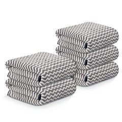 Kuber Industries Microfiber Bath Towel 1750 Gsm | Large Size Soft Quick Dry & Absorbent Shower Bath Towel (Zig Zag - Grey)- Pack Of 5