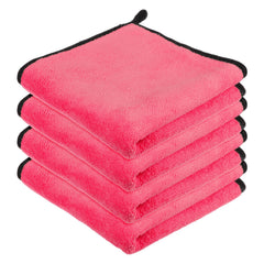 Kuber Industries Cleaning Towel 750 Gsm | Reusable Cleaning Cloths for Kitchen | Duster Towel For Home Cleaning Cloth Towel With Hanging Loop - Pack Of 4 (Pink)