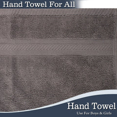 Fresh From Loom Luxury Fur Collection Hand Towel 500 Gsm Napkins Cotton High Absorbency Double Stitched Size (Grey) - Set Of 6
