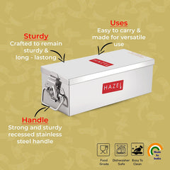 Stainless Steel Jewellery Box Organisers For Women | Cash Box For Home & Shop Counter With Locking System & Glossy Finish, Large