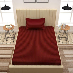 Luxurious Single Bedsheets With 1 Pillow Cover - 61 X 88 Inches, Maroon | Lightweight & Breathable - Perfect For Home, Guest House, Hotel
