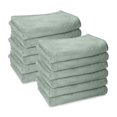 Housse Premium Microfiber Face Towel 1700 Gsm | Korean Beauty Ultra Absorbent, Odour-Free, Quick Dry Face Towel (Pack Of 12) - Dusty Olive