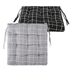 Soft Cotton Chair Cushions Pillow For Sitting, Printed - Black & Light Grey | Pillow For Office Work & Posture Support | Sitting Cushion & Back Rest For Chair, Pain Relief - Pack Of 2